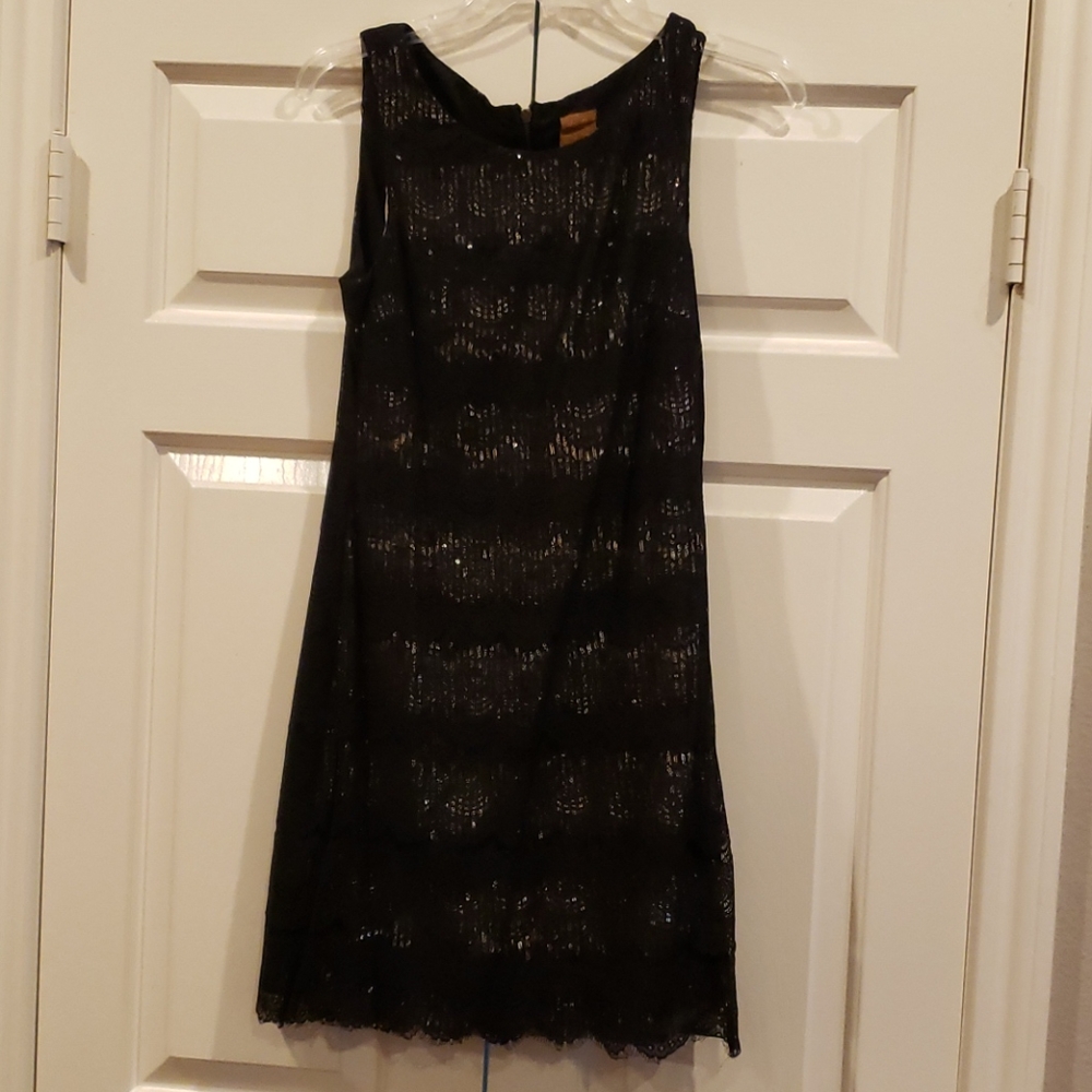 Ali Ro black lace and sequin cocktail dress size 2